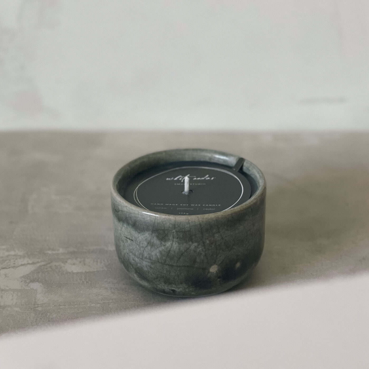 PATINA Artisanal Scented Candle in Raku Ceramic | White Cedar, Tonka & Jasmine |